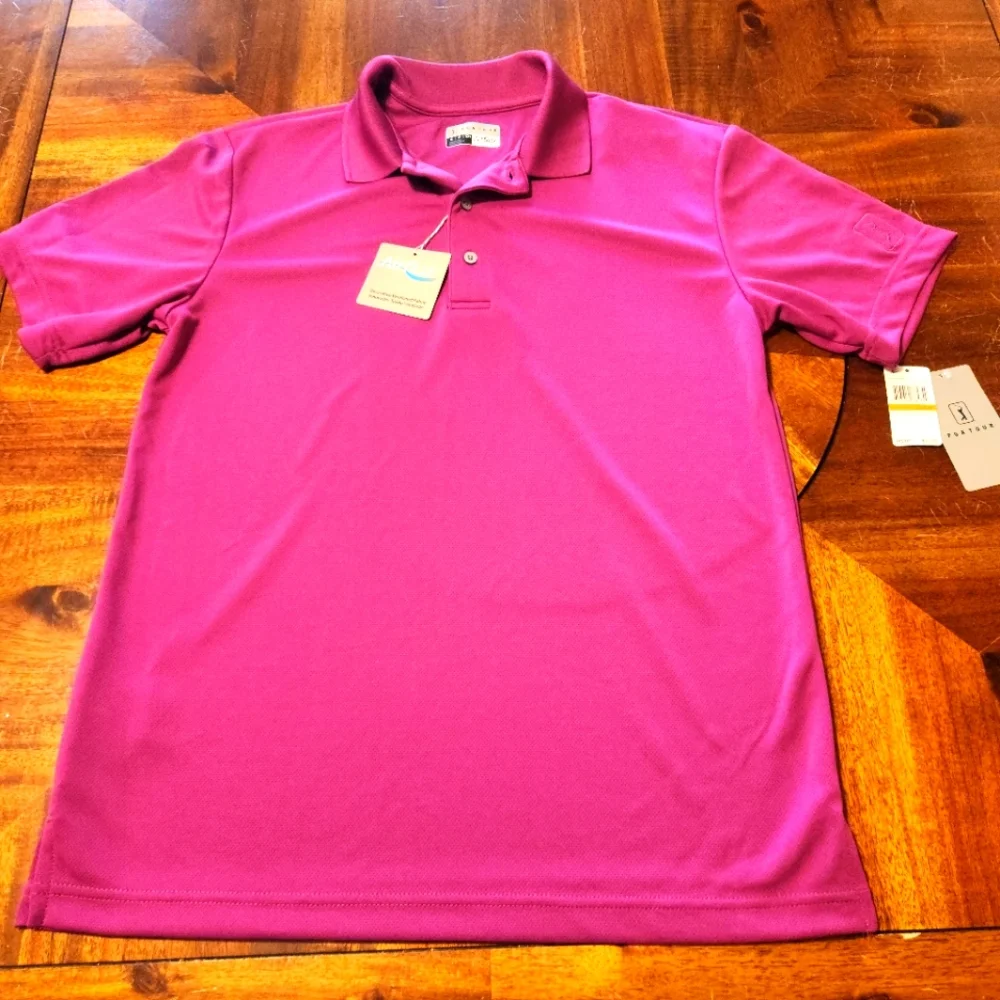 PGA Tour Men's Airflux Pink Polo Shirt - Picture 1 of 5